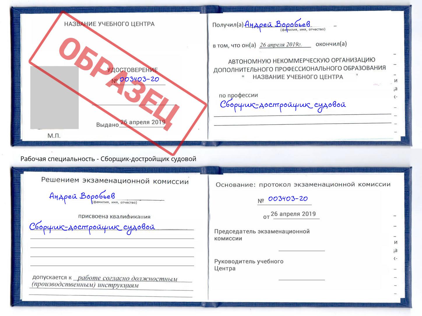 Сборщик-достройщик судовой Сердобск