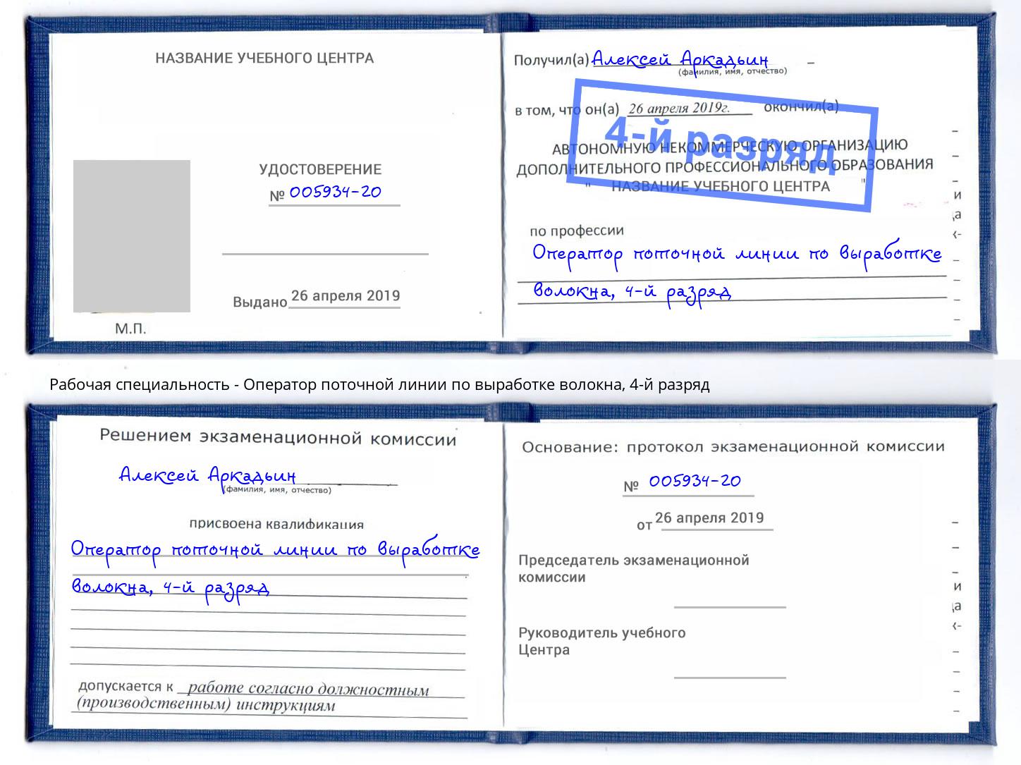 корочка 4-й разряд Оператор поточной линии по выработке волокна Сердобск